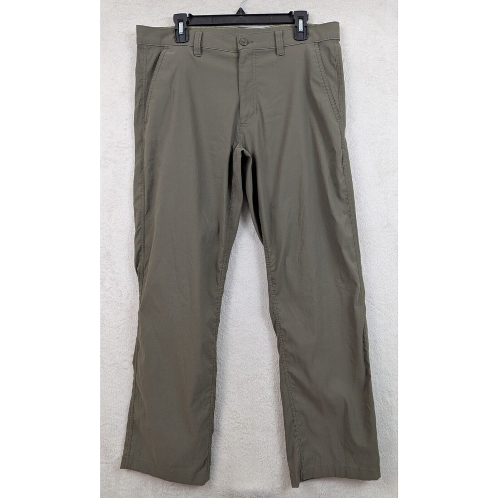 Eddie Bauer sz 34/32 Hiking Pants olive green stretchy lightweight men 3862